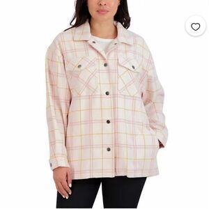 HFX Ladies Shirt Jacket in Pink Plaid Size M